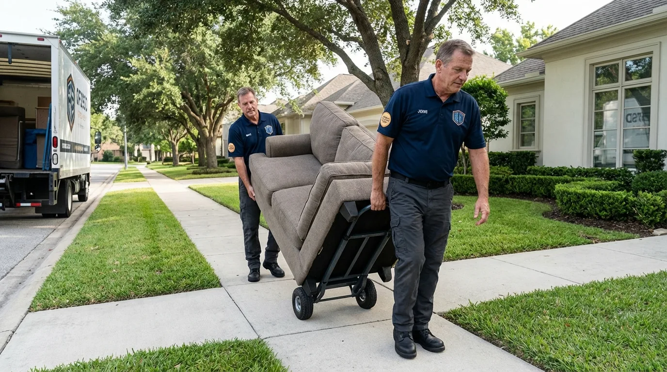 Local residential moving crew loading furniture in Peterborough, NH